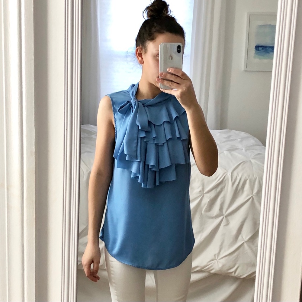Banana Republic Blue Ruffle Top